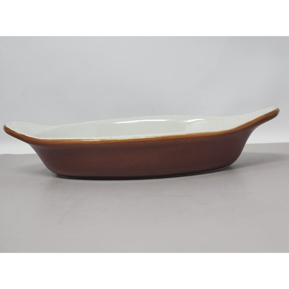 Set Of 3 Hall Model 527‎ Oven-Proof Brown & White Oval Casserole Dishes - Picture 8 of 16